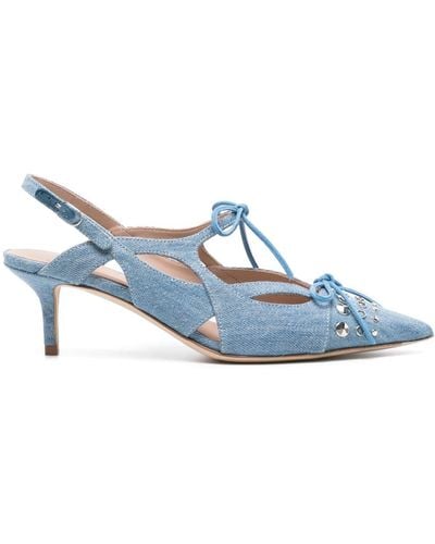 SCAROSSO X Paula Cademartori Blazing 60mm Denim Court Shoes - Blue