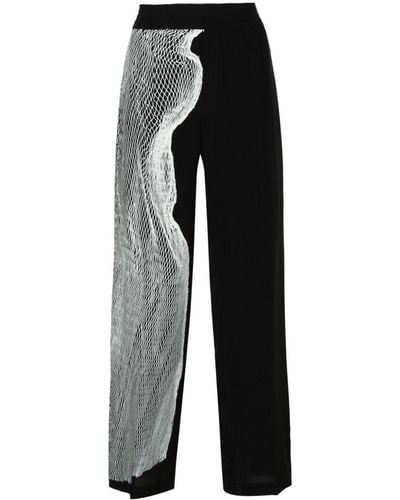Victoria Beckham Graphic-print Silk Pyjama Pants - Black