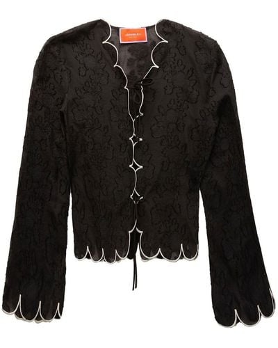 La DoubleJ Embroidered Crop Jacket - Black