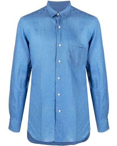Peninsula Long-sleeve Button-up Shirt - Blue