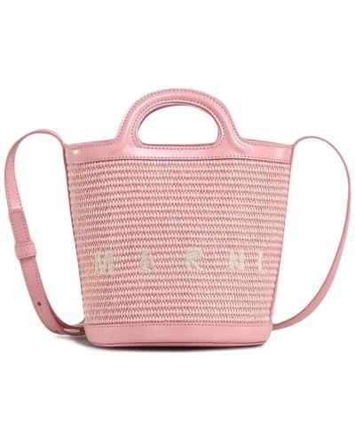 Marni Mini Tropicalia Woven Bucket Bag - Pink