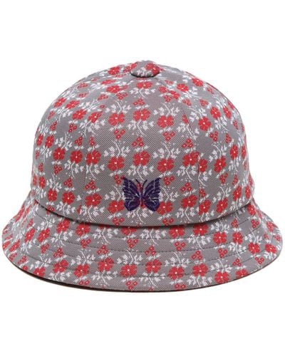 Needles Sombrero de pescador con logo bordado - Rojo