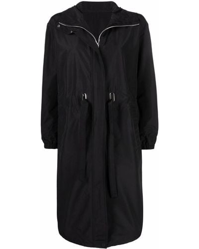 Yves Salomon Oversized Hooded Zip-up Coat - Black