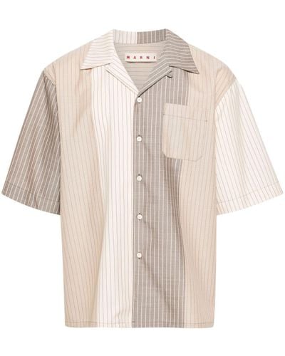 Marni Colour-block Pinstriped Shirt - Natural