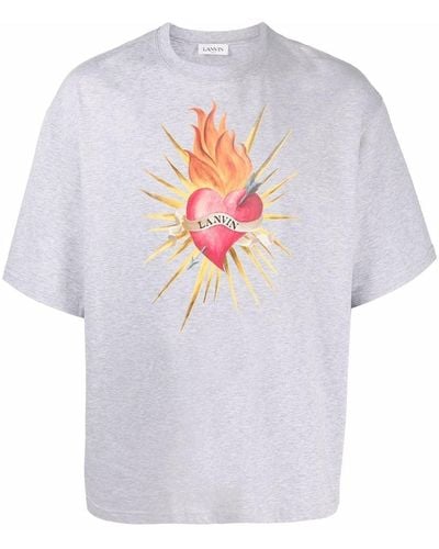 Lanvin T-Shirt mit Herz-Print - Grau