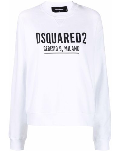 DSquared² Logo Print Crew Neck Sweatshirt - White