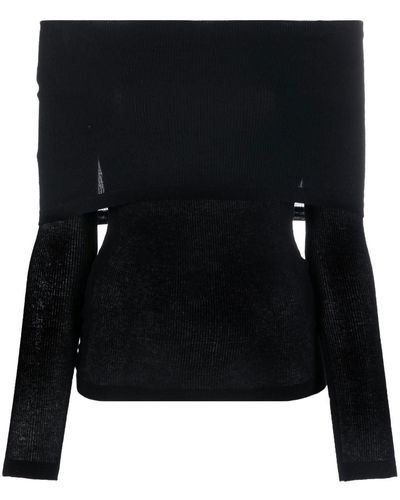 Burberry Ribbed-knit Off-shoulder Top - Black