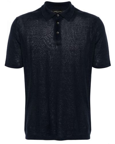 Roberto Collina Poloshirt aus Leinen - Blau