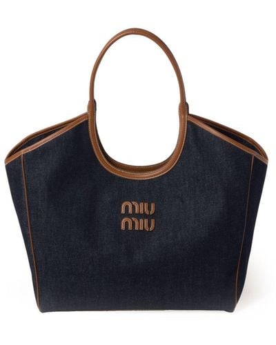 Miu Miu Ivy デニムハンドバッグ - ブルー