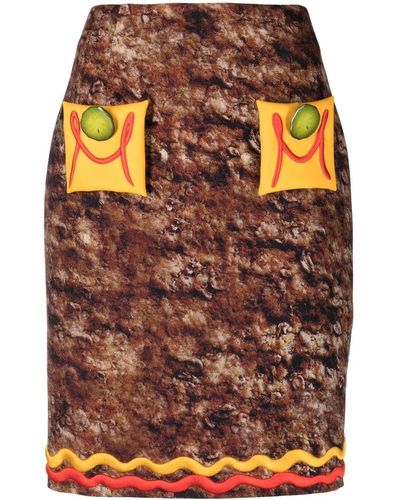 Moschino Burger-motif High-waisted Skirt - Brown