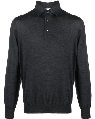 Lardini Fine-knit Wool Polo Shirt - Grey