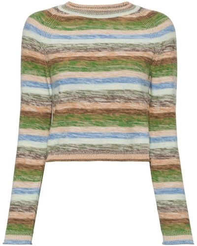 Paul Smith Striped Organic-cotton Sweater - Green