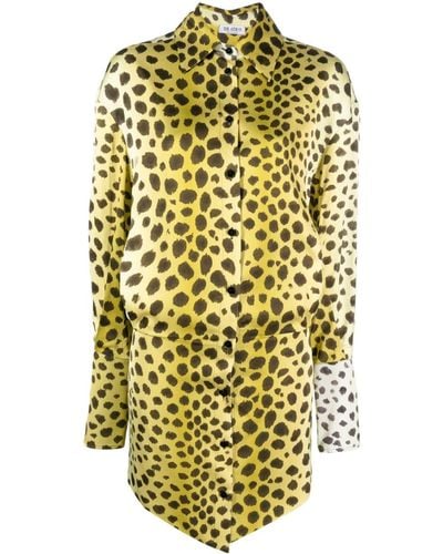 The Attico Robe-chemise à motif léopard - Métallisé