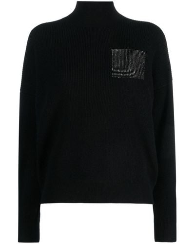 Peserico High-neck Ribbed-knit Sweater - Black