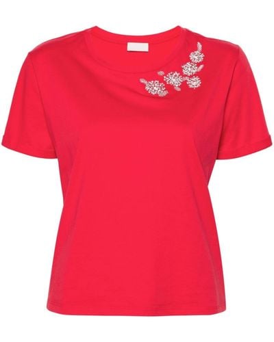 Liu Jo T-shirt en coton à ornements strassés - Rouge