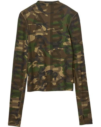 Marc Jacobs Camouflage-T-Shirt aus Mesh mit Logo-Print - Grün