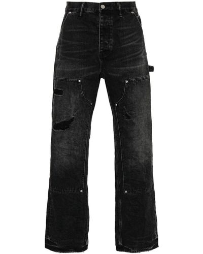 Purple Brand Rived-detail Straight-leg Jeans - Black