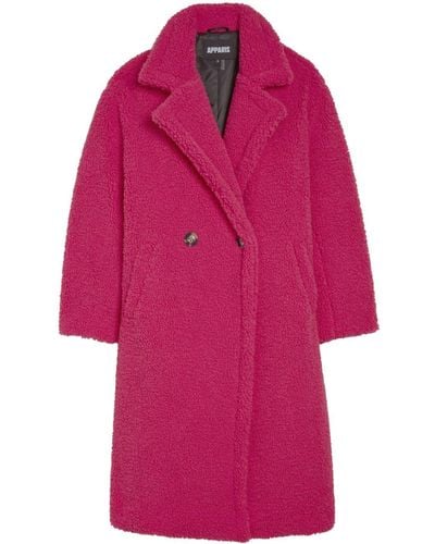 Apparis Anoushka Double-breasted Sherpa Coat - Red