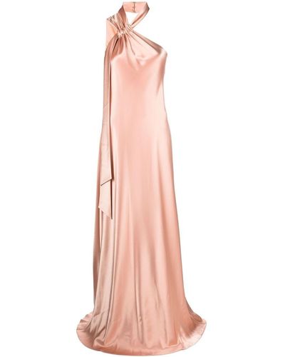 Galvan London One-shoulder Flared Gown - Pink