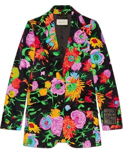 Gucci X Ken Scott Floral Velvet Blazer - Multicolor