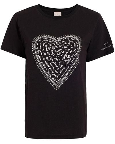 Cinq À Sept Camiseta Love Letter Heart - Negro