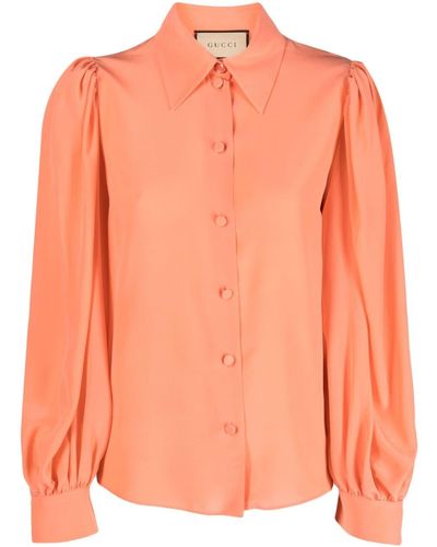 Gucci Long-sleeve Silk Shirt - Orange