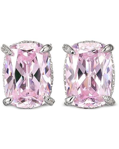 Anabela Chan 18kt White Gold Vermeil Wing Diamond Earrings - Pink
