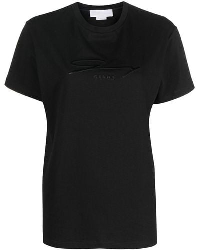 Genny Chest-logo Crew-neck T-shirt - Black