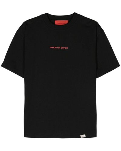 Vision Of Super Logo-appliqué Cotton T-shirt - Black