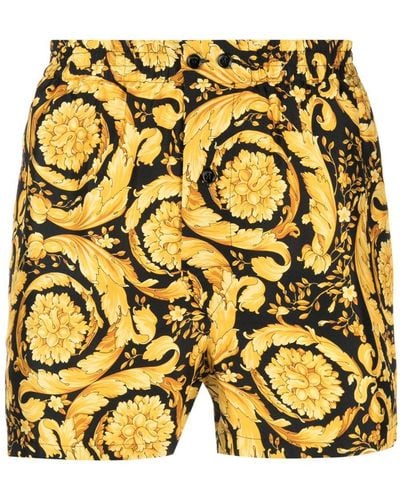 Versace Shorts Met Barokprint - Geel