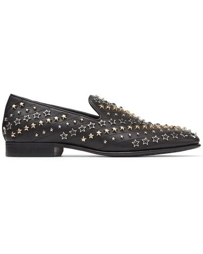 Jimmy Choo Thame Star-studded Leather Loafers - Black