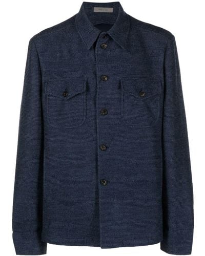 Corneliani Jersey-knit Long-sleeve Shirt - Blue