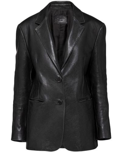 Prada Single-breasted Leather Jacket - Black