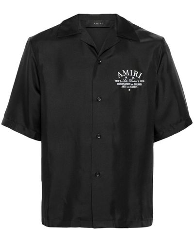 Amiri Logo-print Silk Shirt - Black