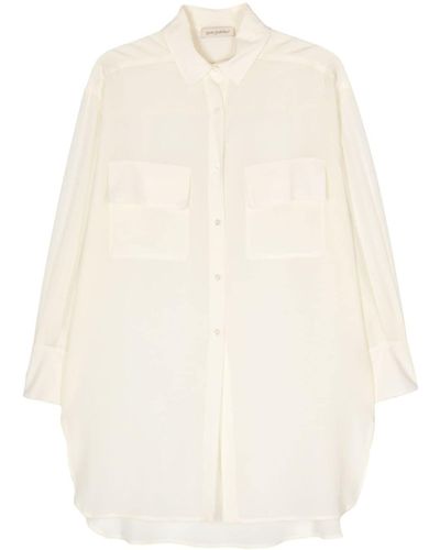 Gentry Portofino Semi-sheer Long Silk Shirt - White