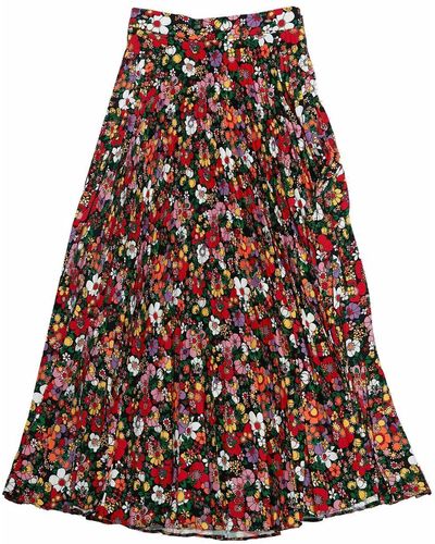 Christopher Kane Psych Floral Pleated Skirt - Black