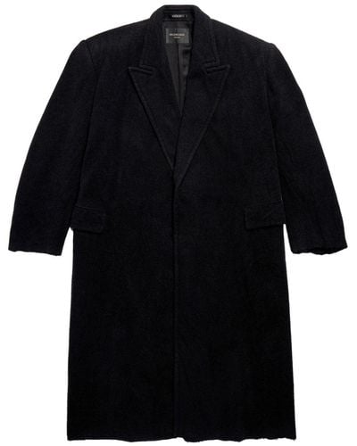 Balenciaga Single-breasted Cashmere Coat - Black