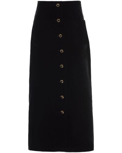 Miu Miu Falda midi con botones - Negro