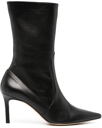 P.A.R.O.S.H. Pointed-toe 80mm Leather Ankle Boots - Black