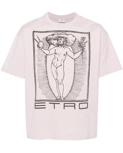 Etro Camiseta con ilustración estampada - Rosa