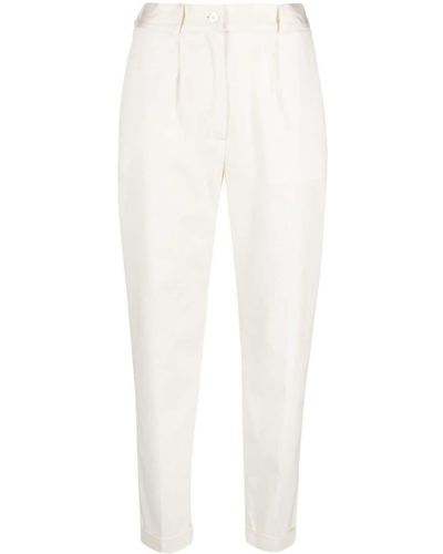 Kiton High-waisted Tapered Twill Trousers - White