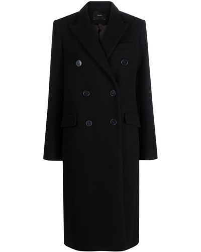 JOSEPH Double-breasted Peak-lapels Coat - Black