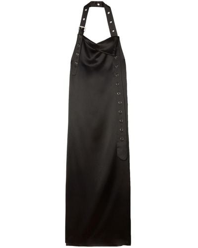 Off-White c/o Virgil Abloh Belt-detail Satin Maxi Dress - Black
