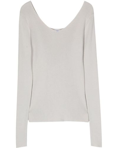 Aspesi V-neck Ribbed Sweater - White