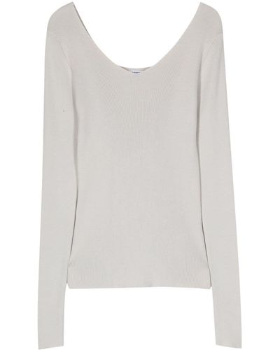 Aspesi V-neck Ribbed Jumper - White