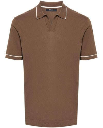 BOGGI Knitted Cotton Polo Shirt - Brown