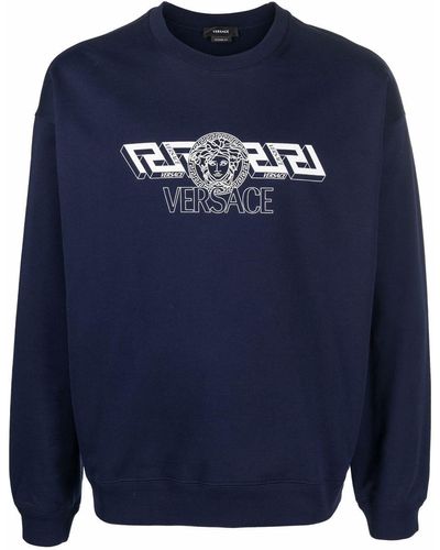 Versace Trui Met Logoprint - Blauw