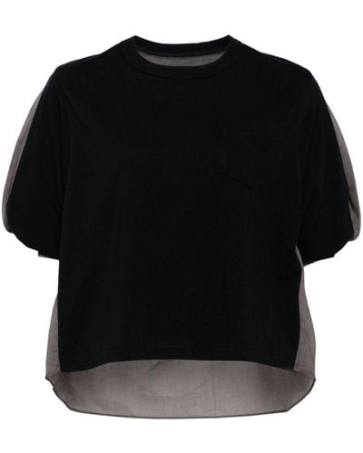 Sacai Panelled Cotton T-shirt - Black