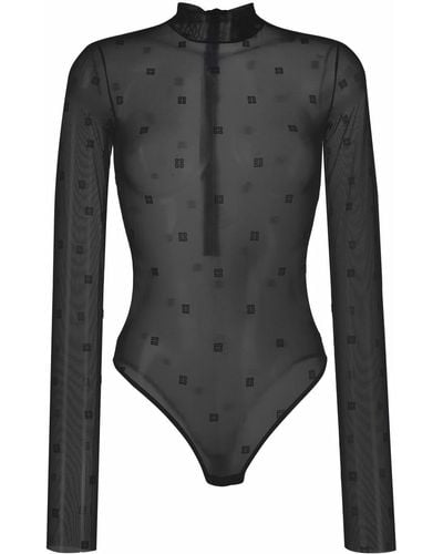 Givenchy Semi-sheer Polka-dot Bodysuit - Gray