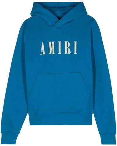 Amiri Logo-print Cotton Hoodie - Blauw